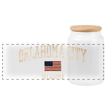 Oklahoma City Vintage Flag-Style - Panorama Keksdose mit Holzdeckel - Weiß - Vorne