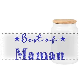 FÊTE DES MÈRES. BONNE FÊTE MAMAN. MAMAN. JE T'AIME - Boîte à biscuits avec couvercle en bois - blanc - Devant
