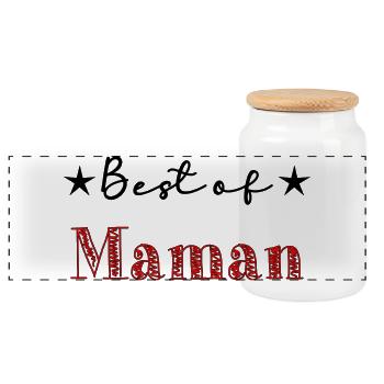 FÊTE DES MÈRES. BONNE FÊTE MAMAN. MAMAN. JE T'AIME - Boîte à biscuits avec couvercle en bois - blanc - Devant