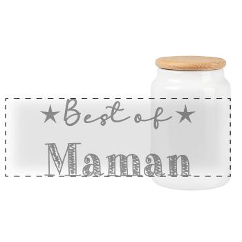 MAMAN. FÊTE DES MÈRES. BONNE FÊTE MAMAN. JE T'AIME - Boîte à biscuits avec couvercle en bois - blanc - Devant