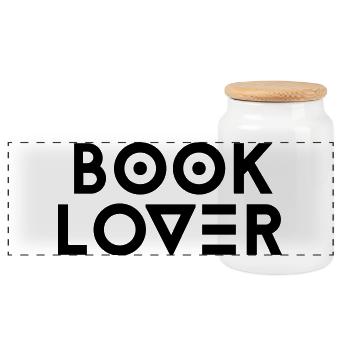 booklover - Panoramic Cookie Jar with Wooden Lid - white - Front