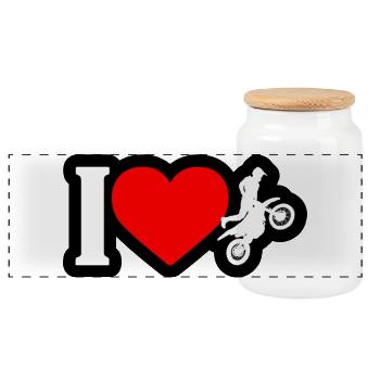 I Heart Motocross Jump - Panoramic Cookie Jar with Wooden Lid - white - Front