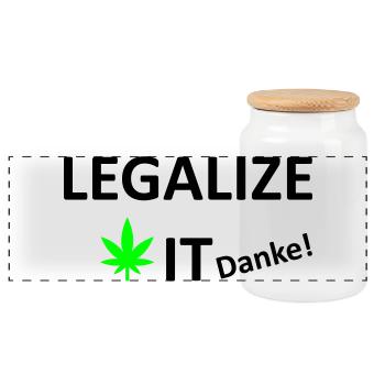 Legalize It weed Cannabis Marihuana - Panorama Keksdose mit Holzdeckel - Weiß - Vorne