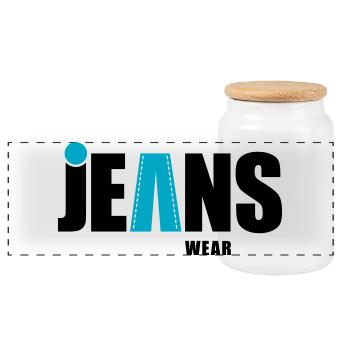 jeans wear mit punkt - Panorama Keksdose mit Holzdeckel - Weiß - Vorne