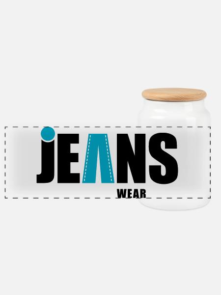 jeans wear mit punkt - Panorama Keksdose mit Holzdeckel - Weiß