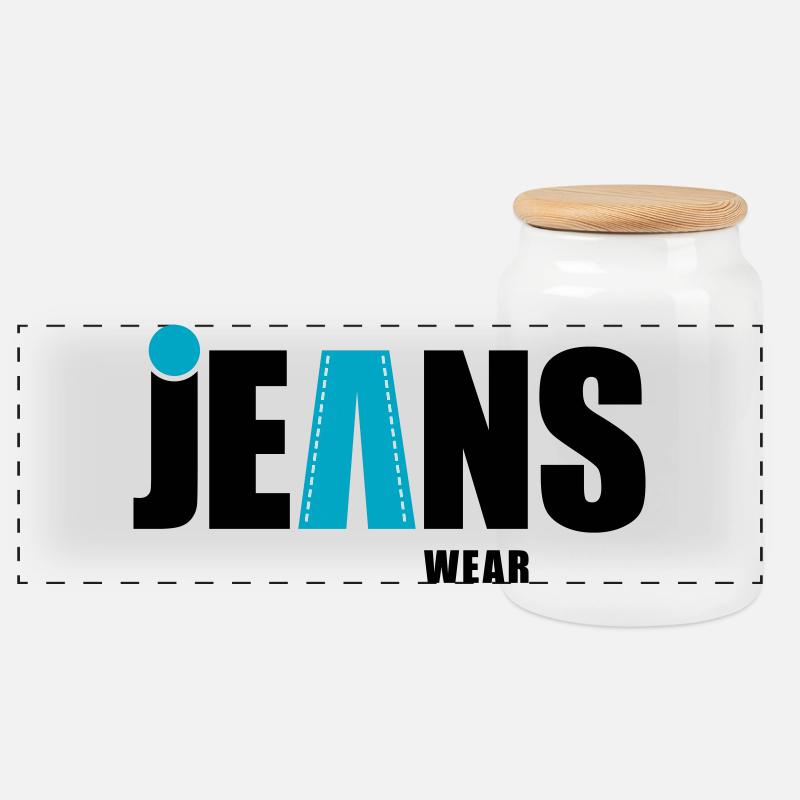 jeans wear mit punkt - Panorama Keksdose mit Holzdeckel - Weiß