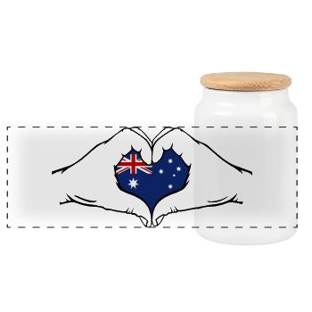 Drapeau de l’Australie en forme de coeur - Boîte à biscuits avec couvercle en bois - blanc - Devant
