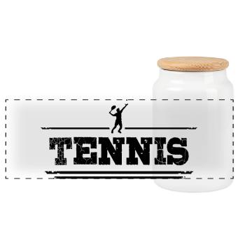 TENNIS JOUEUR JOUEUSE FAN CLUB SPORT - Boîte à biscuits avec couvercle en bois - blanc - Devant