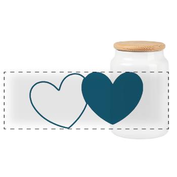 blue heart 2 hearts valentine's day - Panoramic Cookie Jar with Wooden Lid - white - Front