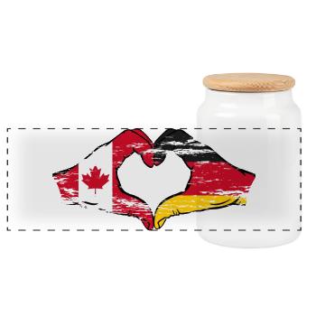 Canada Allemagne forme de coeur avec les mains utilisées - Boîte à biscuits avec couvercle en bois - blanc - Devant