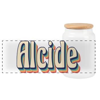 Alcide t-shirt retro vintage t-shirt gift idea - Panoramic Cookie Jar with Wooden Lid - white - Front