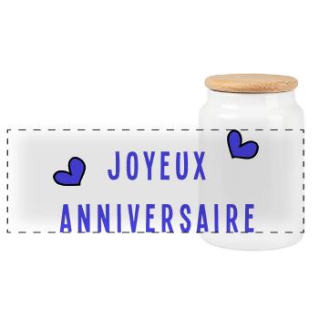 JOYEUX ANNIVERSAIRE - Boîte à biscuits avec couvercle en bois - blanc - Devant