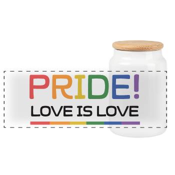 LGBTQ Pride Month - Pride. Love is Love - Panoramic Cookie Jar with Wooden Lid - white - Front