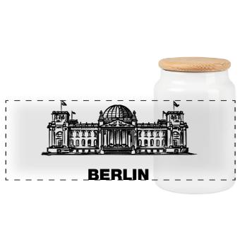 Berlin - Reichstag - Panorama Keksdose mit Holzdeckel - Weiß - Vorne