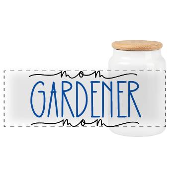 Gardener Proud Mom Cute Gift - Panoramic Cookie Jar with Wooden Lid - white - Front