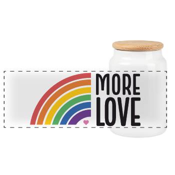 LGBT Pride Month - More Love - Panoramic Cookie Jar with Wooden Lid - white - Front