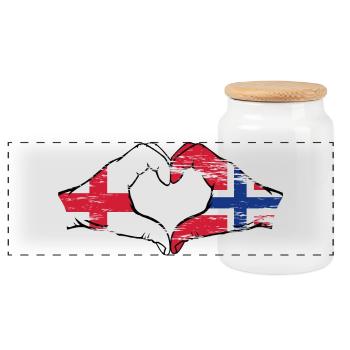 Angleterre Norvège drapeau mains forme coeur utilisé - Boîte à biscuits avec couvercle en bois - blanc - Devant