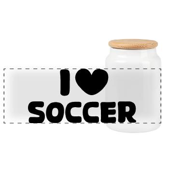 Fußball Liebe Herz Logo Fußballer Symbol icon - Panorama Keksdose mit Holzdeckel - Weiß - Vorne