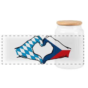 Bavière, République tchèque, Drapeau, Mains, Forme de coeur - Boîte à biscuits avec couvercle en bois - blanc - Devant