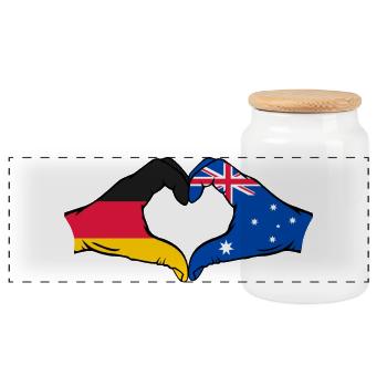 Deutschland Australien Flagge Herzform - Panorama Keksdose mit Holzdeckel - Weiß - Vorne