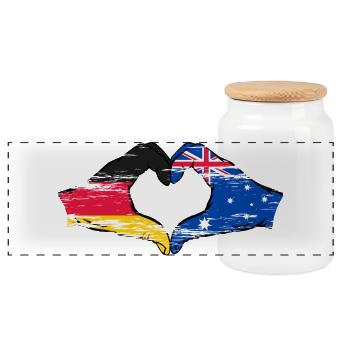 Allemagne Australie drapeau coeur forme utilisé - Boîte à biscuits avec couvercle en bois - blanc - Devant