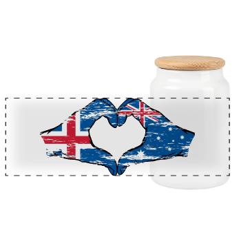 Islande Australie Drapeau Coeur Utilisé - Boîte à biscuits avec couvercle en bois - blanc - Devant