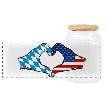 Mains de drapeau de la Bavière des États-Unis en forme de coeur - Boîte à biscuits avec couvercle en bois - blanc - Devant