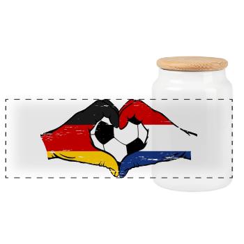 Allemagne Hollande Football Drapeau Mains Coeur Utilisé - Boîte à biscuits avec couvercle en bois - blanc - Devant