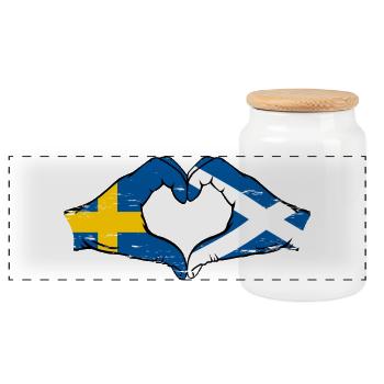 Schweden Schottland Hände Herzform used - Panorama Keksdose mit Holzdeckel - Weiß - Vorne