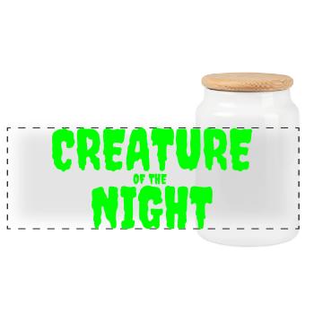 Créature de la nuit Texte d’horreur - Boîte à biscuits avec couvercle en bois - blanc - Devant