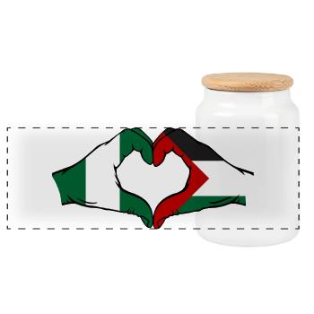 Nigeria Palestine Drapeau Coeur Forme De Coeur - Boîte à biscuits avec couvercle en bois - blanc - Devant