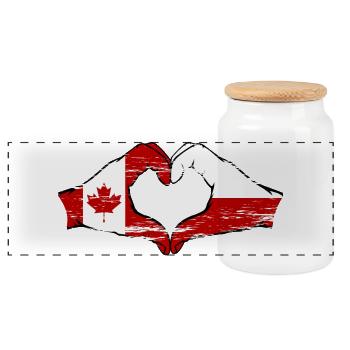 Drapeau du Canada de la Pologne Forme de coeur utilisé - Boîte à biscuits avec couvercle en bois - blanc - Devant