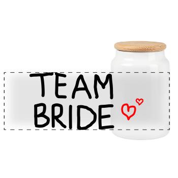 Team Bride - Panorama Keksdose mit Holzdeckel - Weiß - Vorne