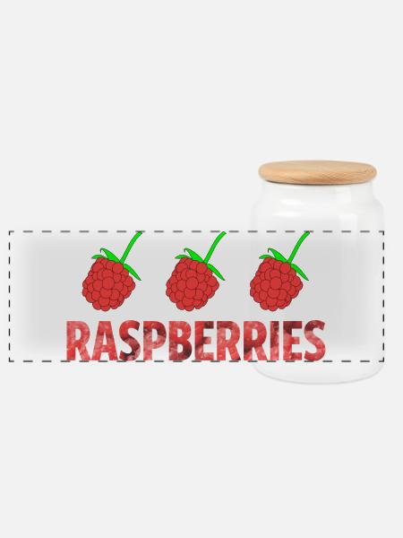 RASPBERRIES - Panorama Keksdose mit Holzdeckel - Weiß