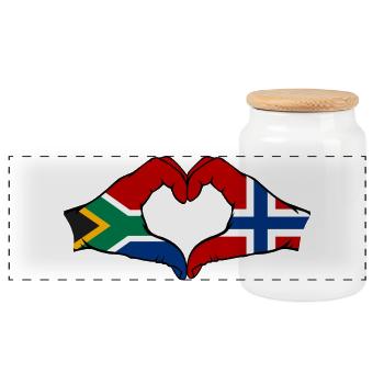 Afrique du Sud Norvège Drapeau Mains Coeur Forme - Boîte à biscuits avec couvercle en bois - blanc - Devant