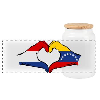 Drapeau Hollande Venezuela mains forme de coeur - Boîte à biscuits avec couvercle en bois - blanc - Devant