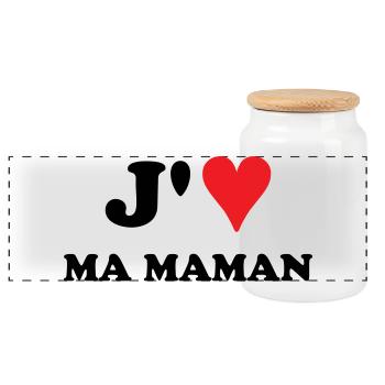 J'aime ma maman - Boîte à biscuits avec couvercle en bois - blanc - Devant