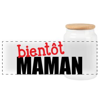bientôt Maman ! Cadeau de grossesse - Boîte à biscuits avec couvercle en bois - blanc - Devant
