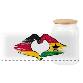 Allemagne Ghana Drapeau Mains Coeur Forme Utilisé - Boîte à biscuits avec couvercle en bois - blanc - Devant