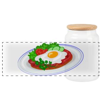 Traditional English breakfast - Panoramic Cookie Jar with Wooden Lid - white - Front