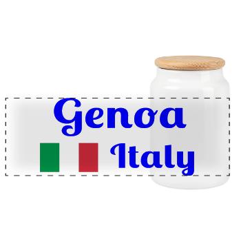 Genoa Italia - Stilvolle Drucke - Panorama Keksdose mit Holzdeckel - Weiß - Vorne
