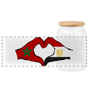Maroc Égypte Drapeau Mains Coeur Forme - Boîte à biscuits avec couvercle en bois - blanc - Devant