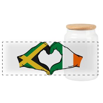 Jamaika Irland Hände Herzform - Panorama Keksdose mit Holzdeckel - Weiß - Vorne