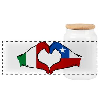Italie Chili Drapeau Mains Coeur Forme - Boîte à biscuits avec couvercle en bois - blanc - Devant
