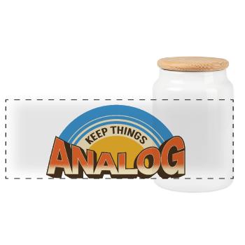 Gardez les choses analogiques - Déclaration technologique rétro - Boîte à biscuits avec couvercle en bois - blanc - Devant