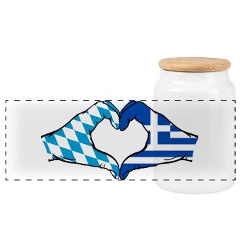 Bavière, Grèce, Drapeau, Aiguilles, Coeur - Boîte à biscuits avec couvercle en bois - blanc - Devant