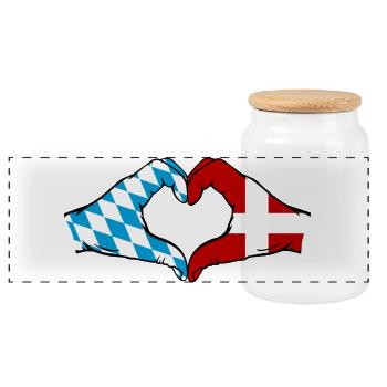 Bavière, Danemark, Drapeau, Mains, Coeur - Boîte à biscuits avec couvercle en bois - blanc - Devant