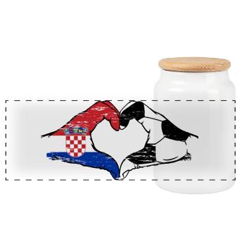 Croatie Football Drapeau Mains Coeur Forme Utilisé - Boîte à biscuits avec couvercle en bois - blanc - Devant