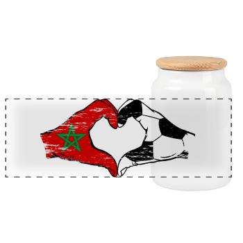 Drapeau de football du Maroc mains forme de coeur utilisé - Boîte à biscuits avec couvercle en bois - blanc - Devant