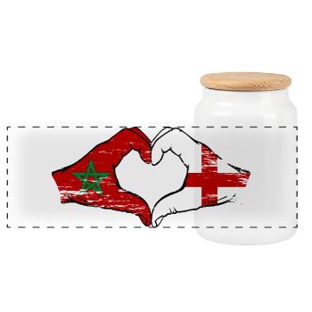 Maroc Angleterre drapeau mains coeur utilisé - Boîte à biscuits avec couvercle en bois - blanc - Devant